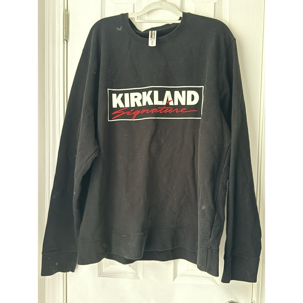 Kirkland Costco Sweatshirt Mens 2X  Black Crew Neck Sweater Logo Women’s 3X